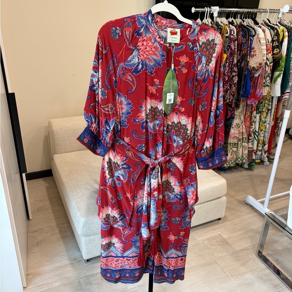 Farm Rio: Luang Red Maxi Dress with blue scarves - Mty - Picture 15 of 15